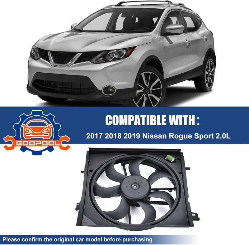 Goopool Radiator Cooling Fan Assembly Compatible with Nissan Rogue Sport 2017 2018 2019 2.0L # 214816MA0A - Image 2